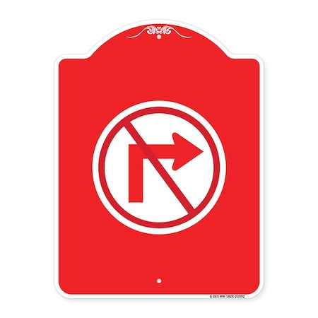 Designer Series No Right Turn Graphic Only, Red & White Aluminum Architectural Sign